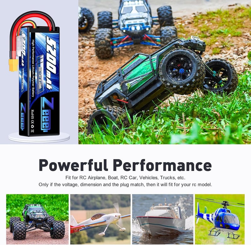 Zeee 2S 5200mAh Lipo Battery 7.4V 80C Battery with XT60 Plug Hard Case for 1/8 1/10 RC Vehicles Car Slash RC Buggy Truggy Airplane UAV Drone(2 Packs) - Image 5